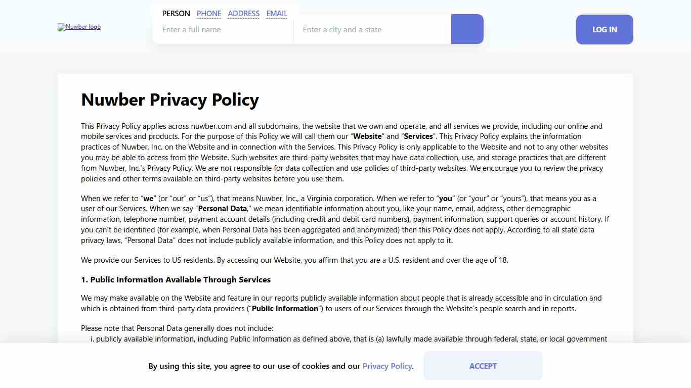 Privacy Policy | Nuwber